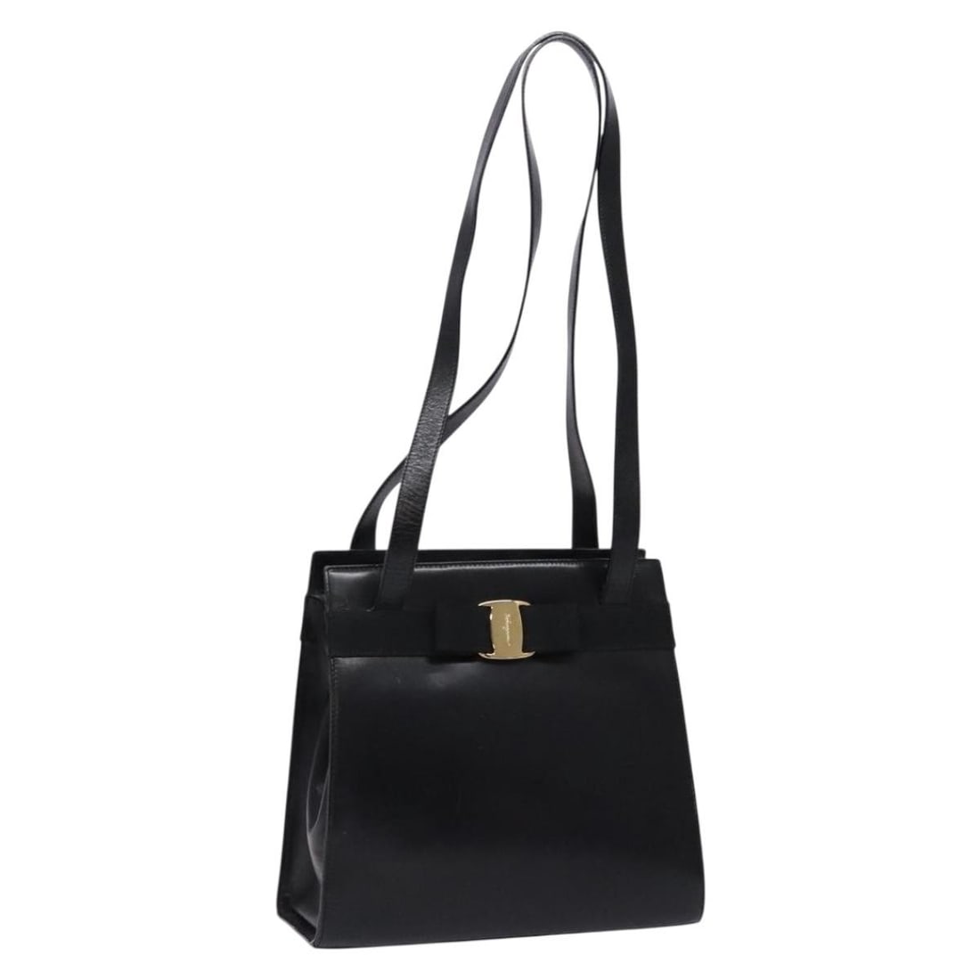 Salvatore Ferragamo Vala Black Gold Leather Shoulder Bag Italy Auth: Salvatore Ferragamo Vala Black Gold Leather Shoulder Bag Italy Auth This authentic Salvatore Ferragamo Vala Shoulder Bag is crafted from high-quality leather in a striking black and gold color combina
