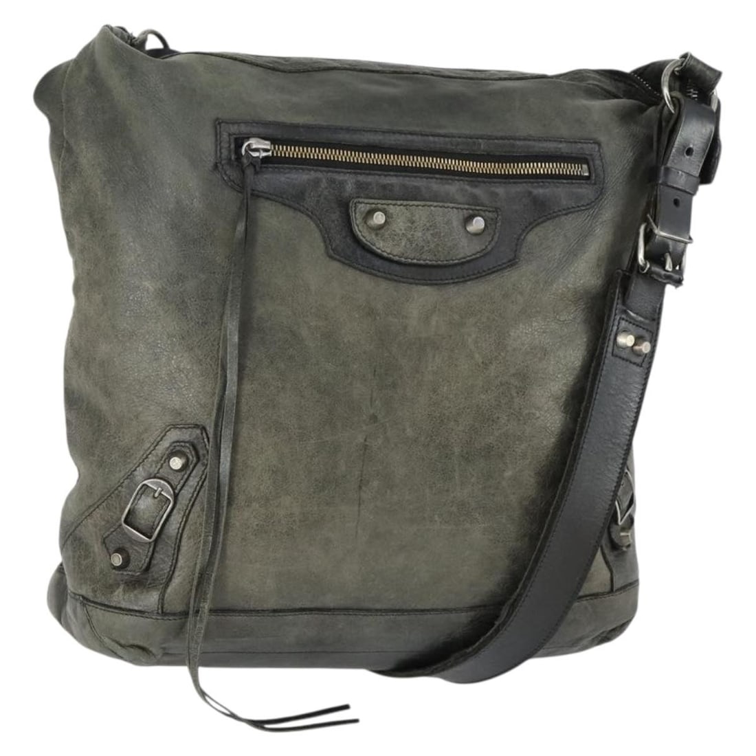 Balenciaga Men's Day Black Leather Shoulder Bag Model 141175 with Replacement Strap: Balenciaga Men's Day Black Leather Shoulder Bag Model 141175 with Replacement Strap This is a Balenciaga The Men's Day shoulder bag crafted from black leather. The bag features a spacious design with