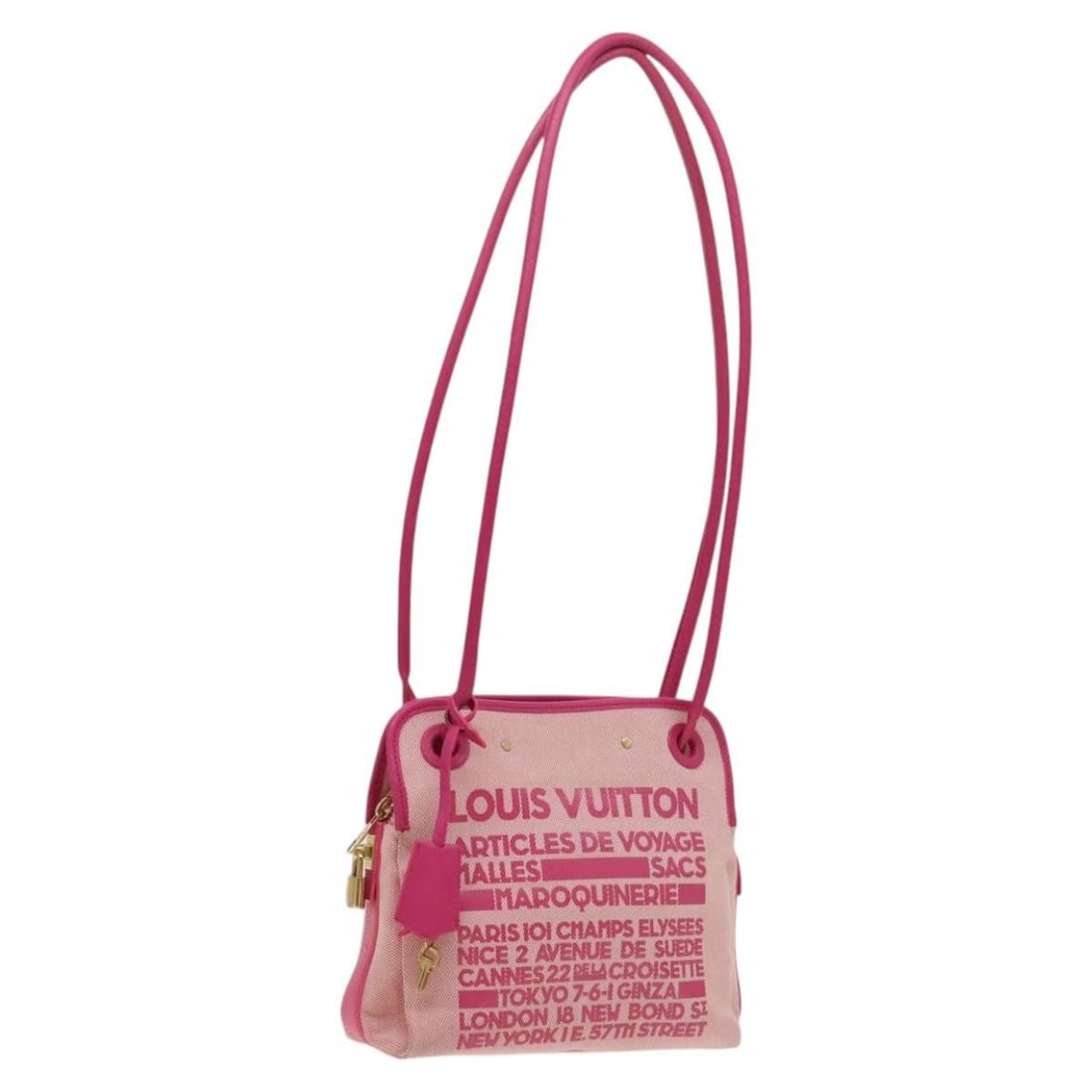 LOUIS VUITTON Pink Cruise Line Rider Shoulder Bag M92809 Italy Auth (1 of 18)