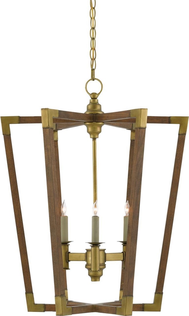 Currey Bastian Mid-Century Chestnut Lantern 3 Bulb UL-Listed (1 of 2)