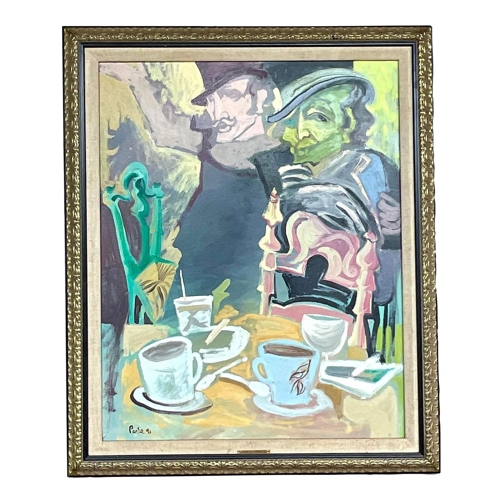 Vintage Boho Oil Painting by Parks 29 x 35.25 Signed (1 of 6)