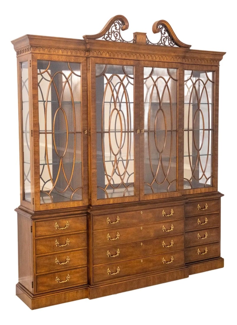 Rittenhouse Square Mahogany Display Cabinet with Pediment by Henredon (1 of 10)