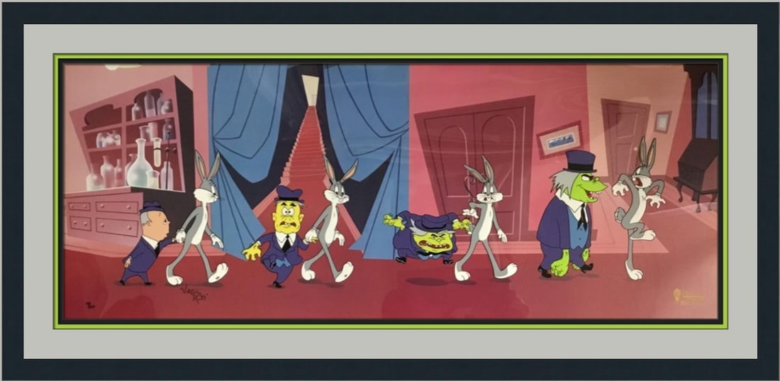 Bugs Bunny Scared Hare Limited Edition Animation Cel Signed by Virgil Ross: Bugs Bunny Scared Hare Limited Edition Animation Cel Signed by Virgil Ross This stunning hand-painted animation cel features Bugs Bunny in the classic Warner Bros. short "Scared Hare," signed by renow