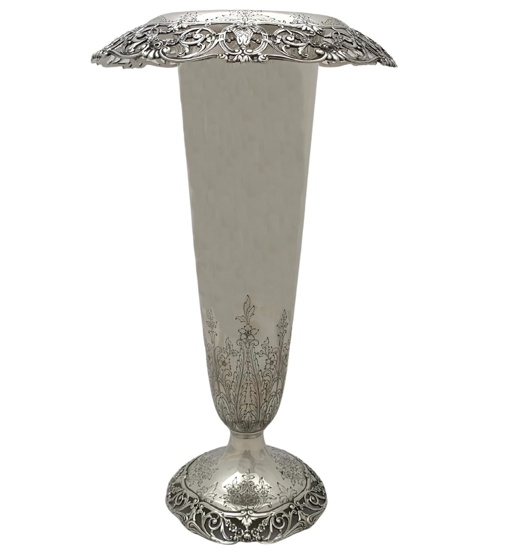 Gorham 20th Century 925 Sterling Silver Floral Pierced Vase (1 of 4)