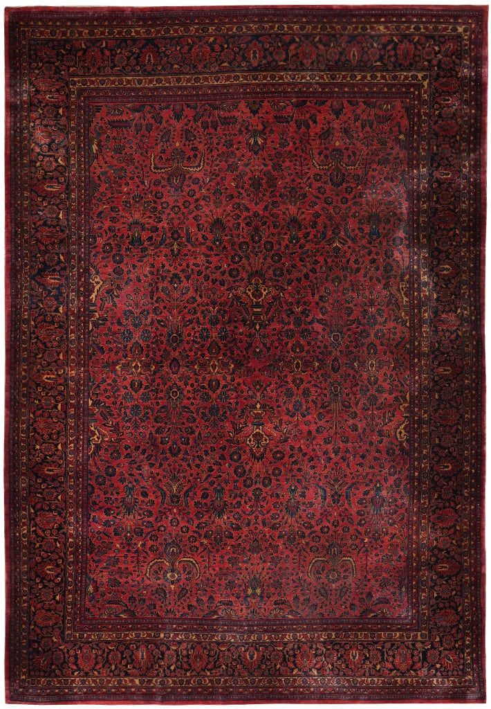 10.8 x 16 Authentic 1930s Persian Kashan Sarouk Manchester Wool Rug: 10.8 x 16 Authentic 1930s Persian Kashan Sarouk Manchester Wool Rug Free continental US Shipping This authentic antique Persian Kashan Sarouk rug dates from the 1930s and features a hand-knotted const