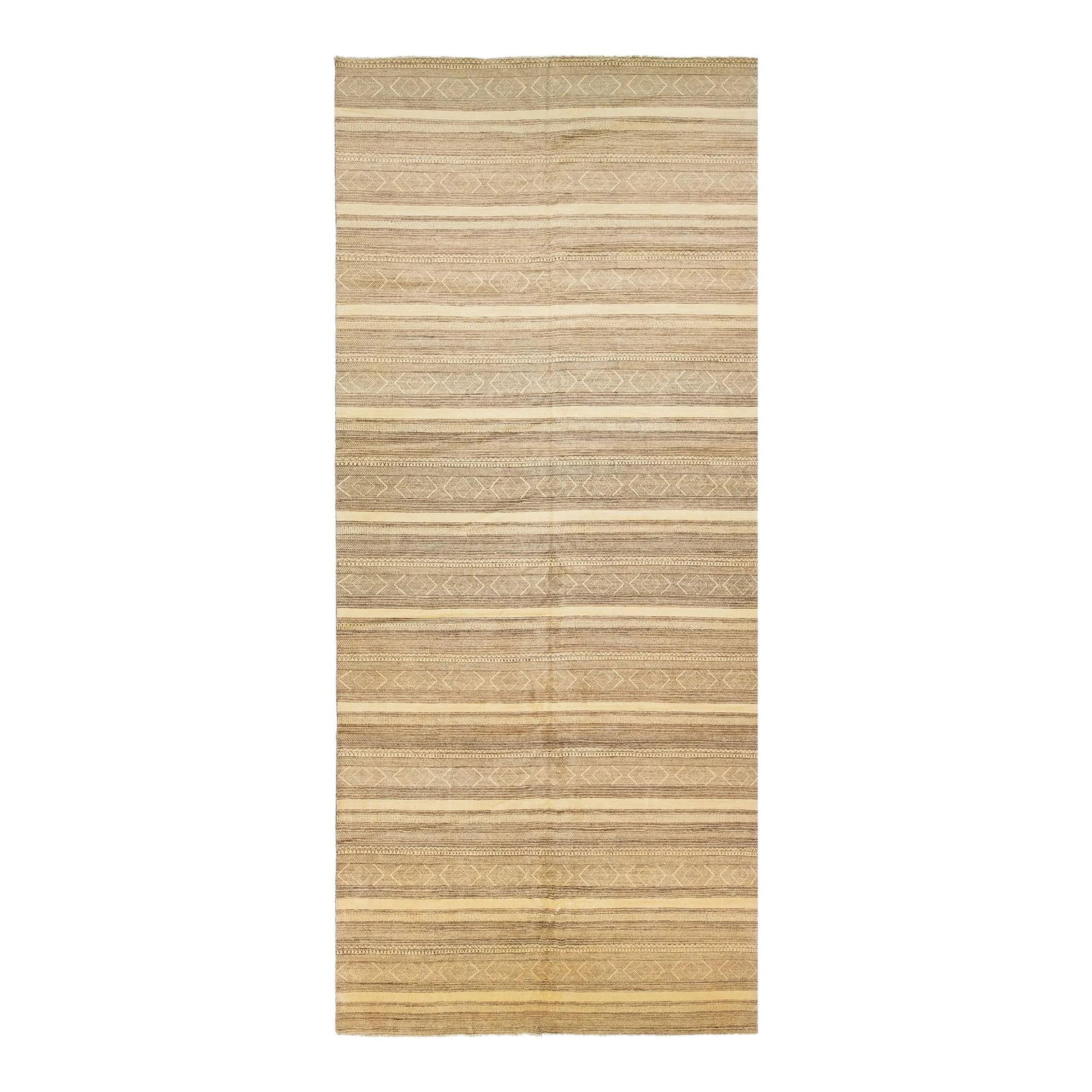 Oversized Gabbeh Beige Wool Rug 9'2 x 21'1 Geometric Design (1 of 10)