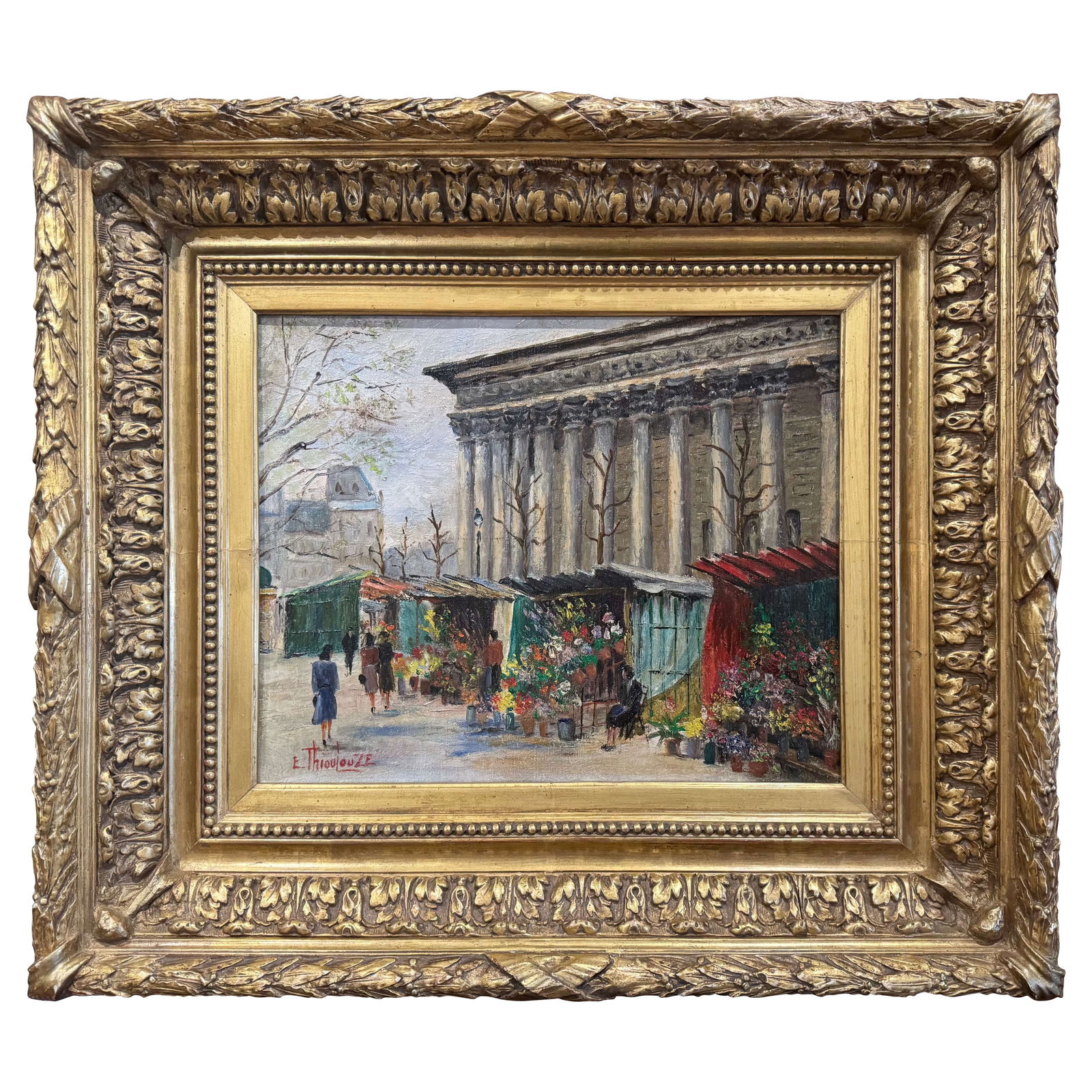 19th Century French Painting Signed E. Thioulouze La Madeleine Scene Gilt Frame (1 of 8)