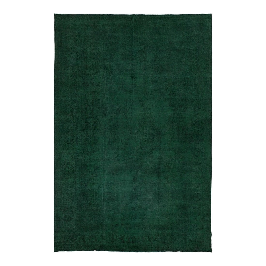 1940s Vintage Overdyed Persian Wool Rug Green Floral Medallion (1 of 10)