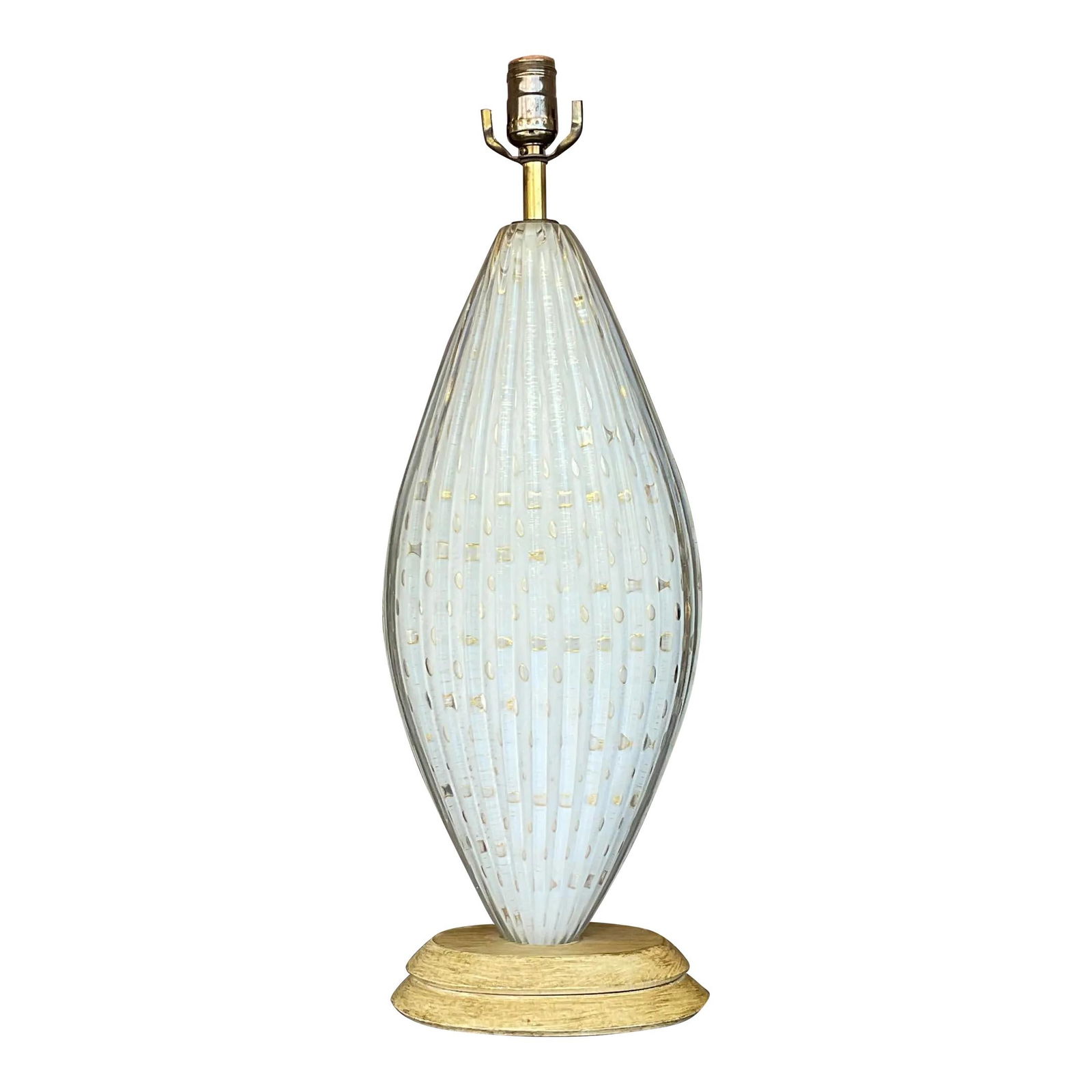 Elegant Vintage Italian Murano Glass Lamp 24.5in White (1 of 6)