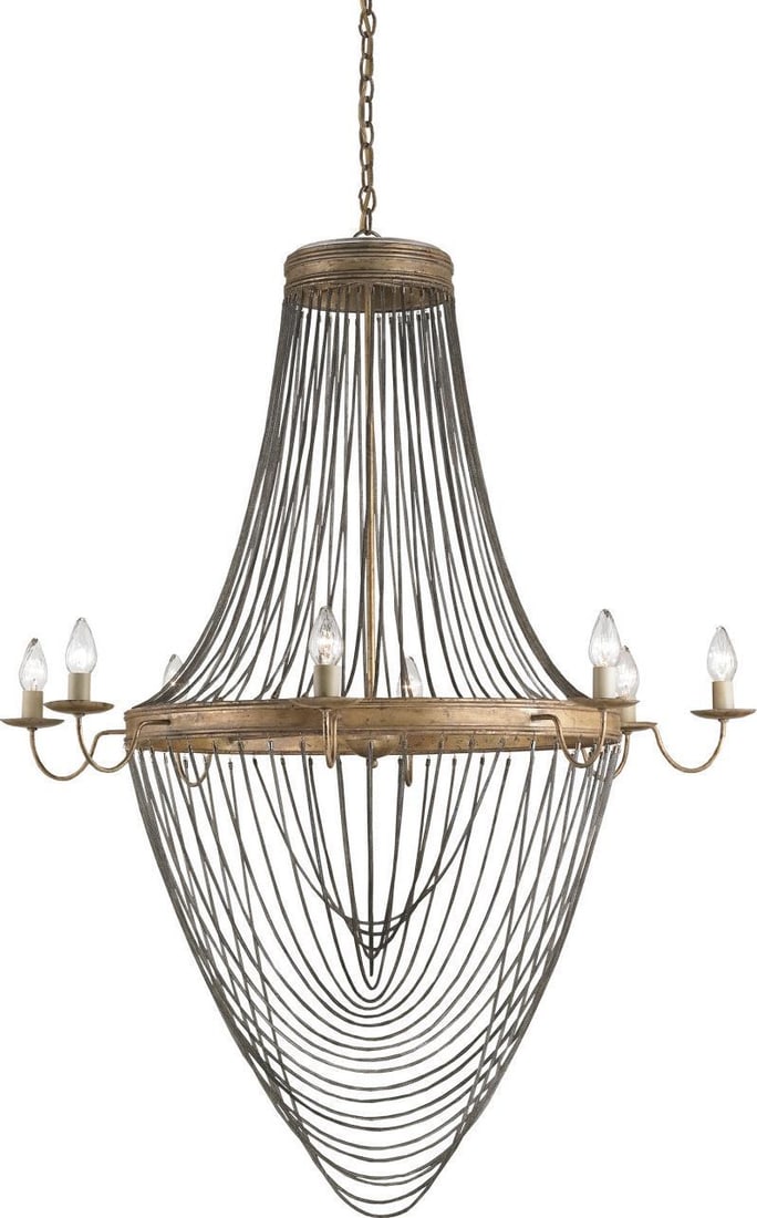 Currey Lucien 8-Light Bowl Chandelier in French Gold Leaf (1 of 3)