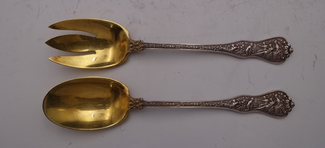 Tiffany & Co Olympian Sterling Silver Salad Serving Set 10 Inch (1 of 2)