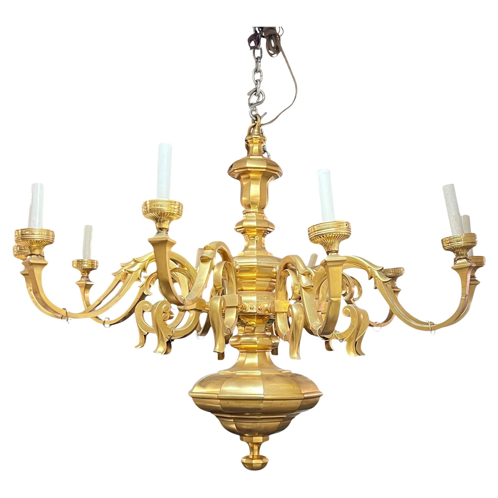 Regency Revival Gilt Bronze Chandelier With 10 Candle Lights France 19th Century (1 of 9)