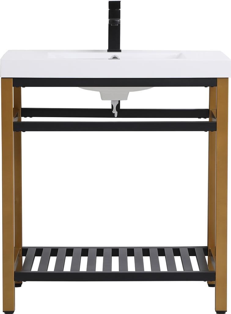 Elegant Lighting Modern Golden Black Bathroom Vanity 30": Elegant Lighting Modern Golden Black Bathroom Vanity 30" Enhance your bathroom with this stunning Modern Golden Black Bathroom Vanity, designed to bring both elegance and functionality. Crafted with a