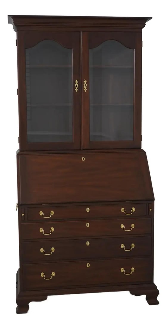 Mahogany Secretary Desk Model 6003 with Brass Hardware and Chippendale Influence (1 of 10)
