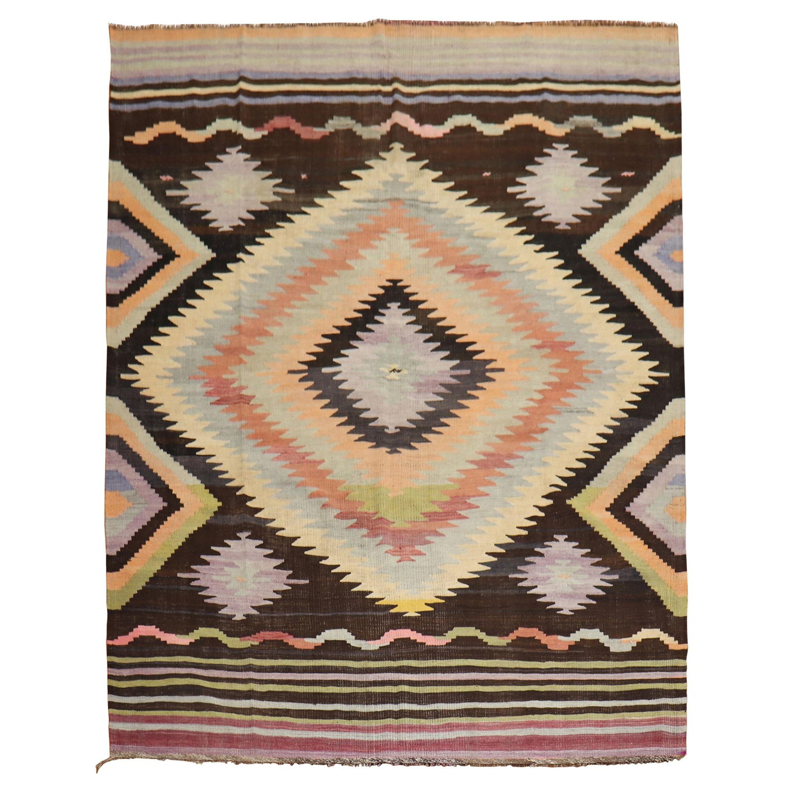 Mid-20th Century Turkish Wool Kilim Rug 8'4" x 11' Archaistic Style (1 of 9)