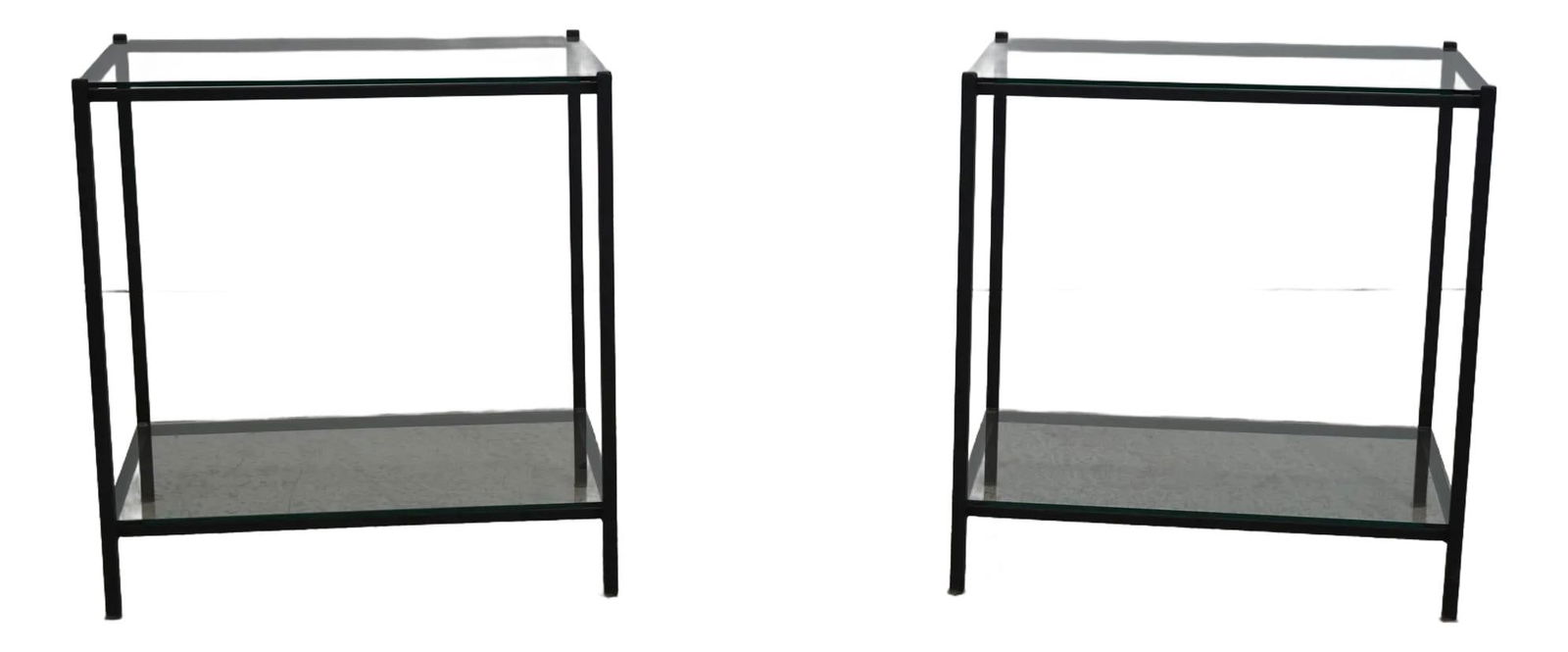 Elegant Charleston Forge Black Iron 2 Tier Glass End Tables (1 of 10)