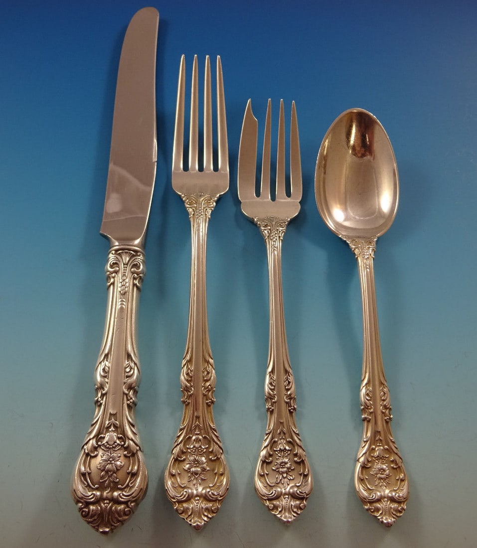 Gorham King Edward Sterling Silver Flatware Set for 6 24 Pcs with Caddy (1 of 4)
