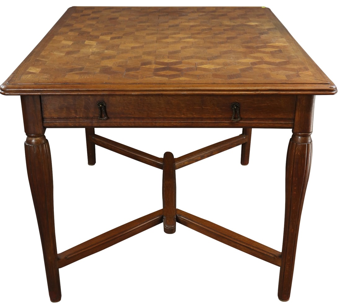 1920 French Country Oak Dining Table Chestnut Finish (1 of 7)