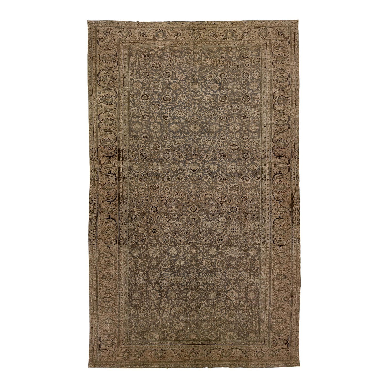 Antique Tabriz Persian Wool Rug 10'6 x 17'5 Allover Floral Design (1 of 7)