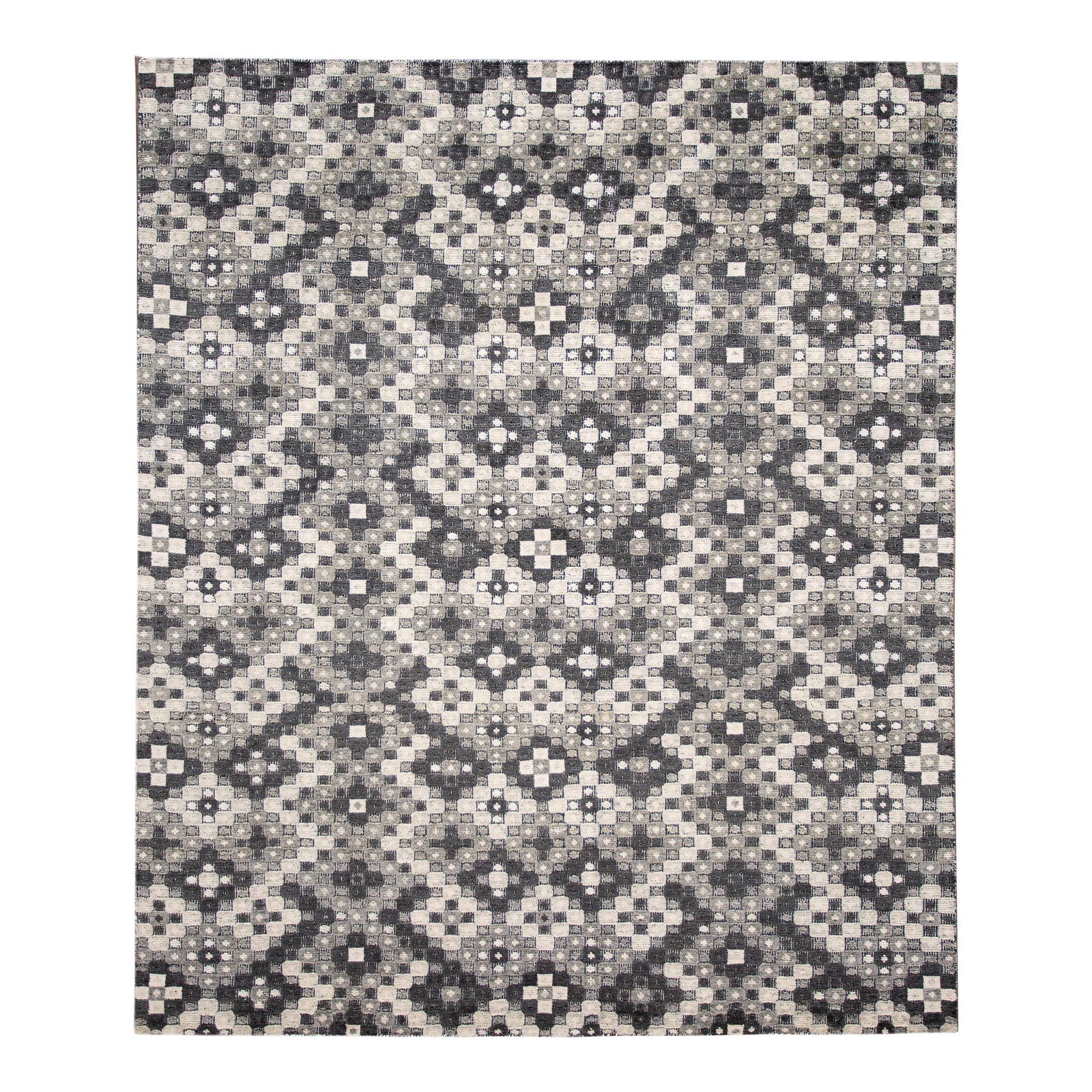 Modern Hand-Knotted Indian Wool Rug Gray Allover Design 8'3 x 9'10 (1 of 7)