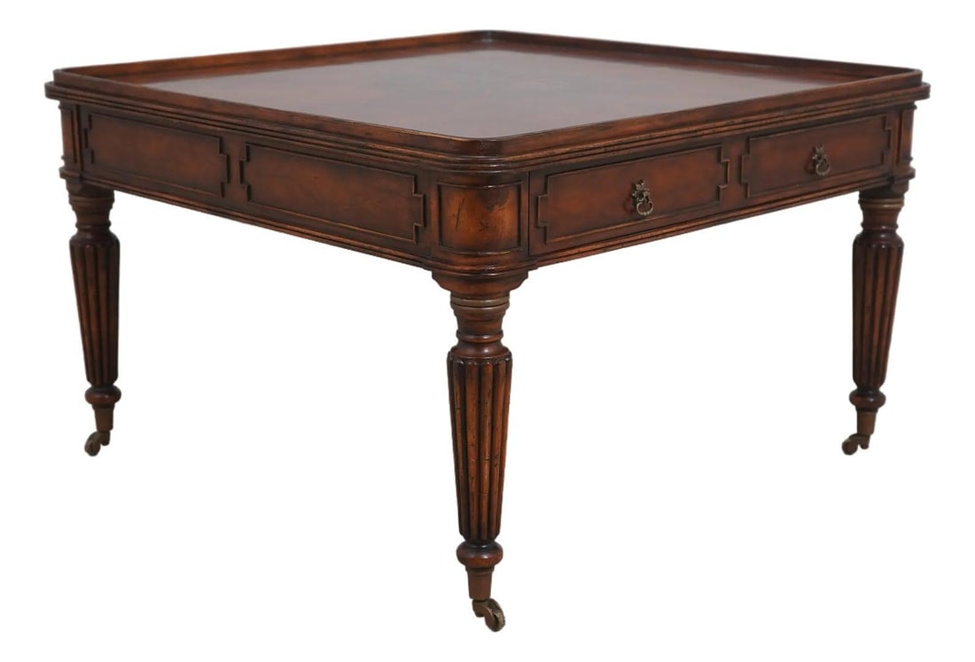 Jonathan Charles Starburst Inlaid Cherry Coffee Table with Brass Hardware (1 of 10)