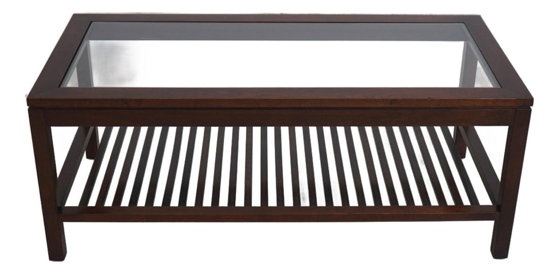 Metropolitan Collection Cherry Glass Two-Tier Coffee Table with Arts and Crafts Design (1 of 10)