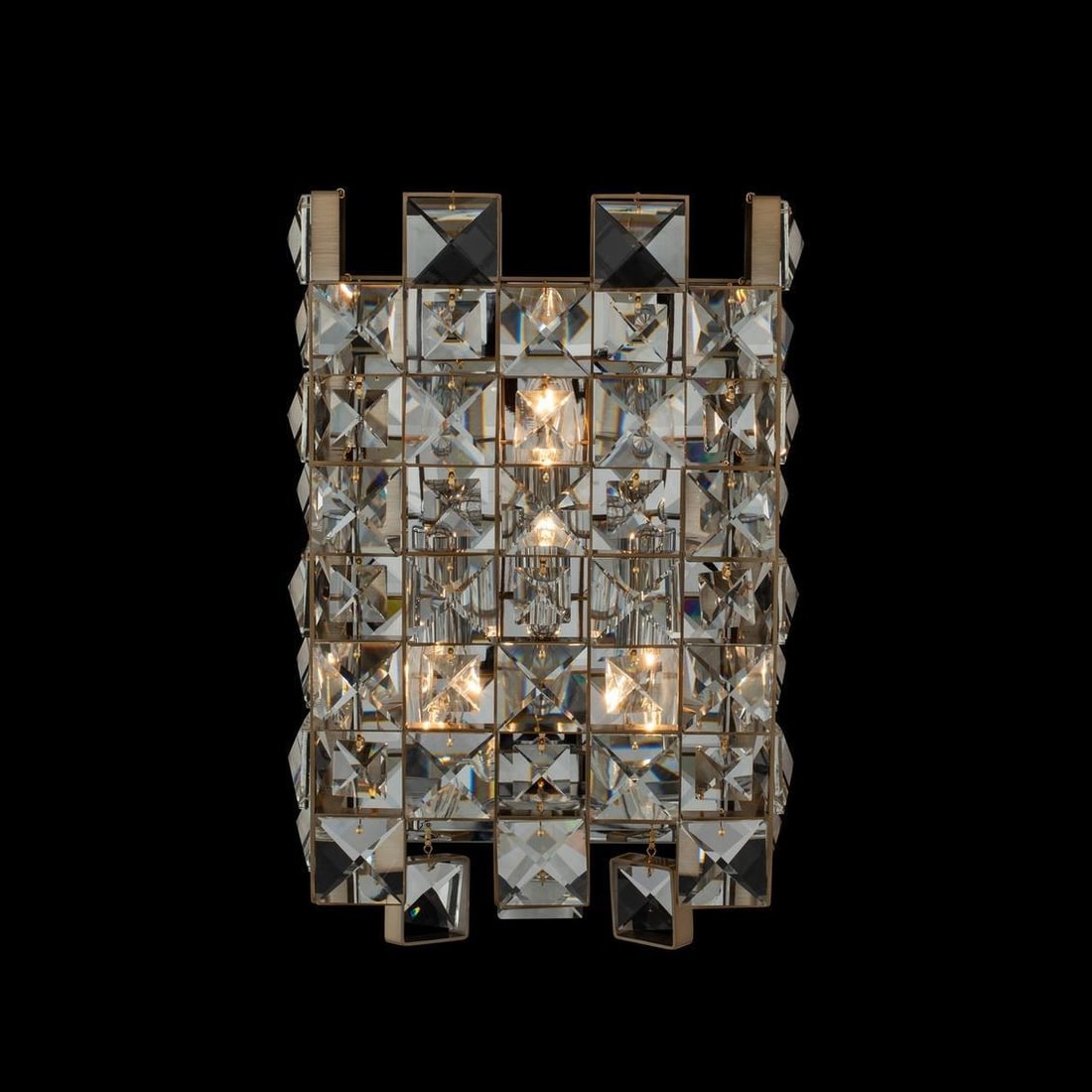Kalco Piazze Crystal Wall Sconce with Brushed Gold Finish: Kalco Piazze Crystal Wall Sconce with Brushed Gold Finish Illuminate your space with the Luxurious Piazze Crystal Wall Sconce, a stunning addition that showcases a blend of elegance and functionality.