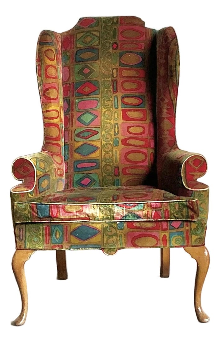 Drexel Wingback Chair in Jack Lenor Larsen Jewel Tone Velvet Upholstery (1 of 10)