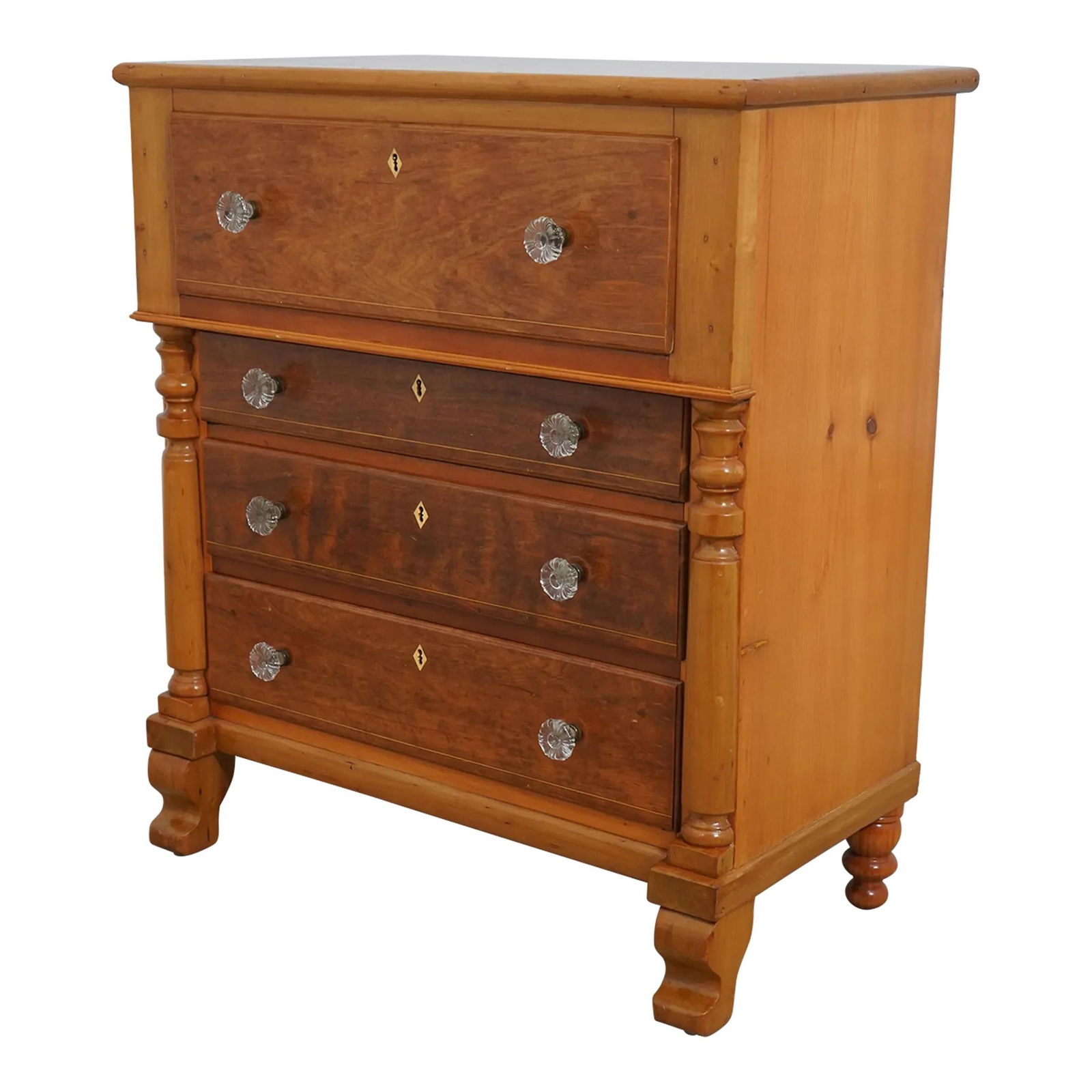 C.1840-1860 Antique American Empire Small Chest of Drawers (1 of 10)