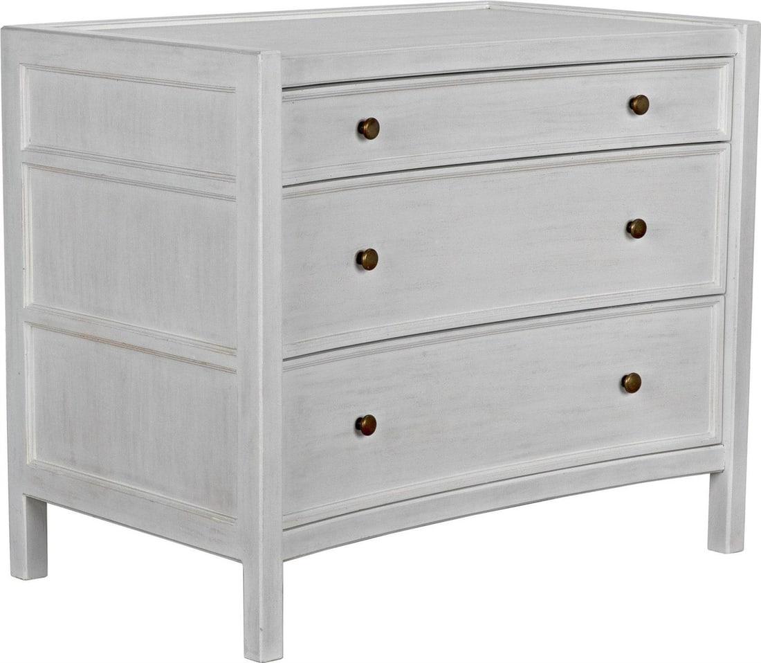 Noir Hampton Coastal Style White Wash Side Table with Drawers (1 of 14)