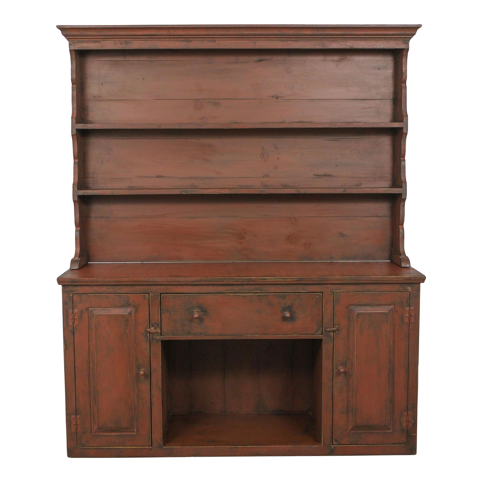 Rustic Country Red Painted Pewter Cabinet with Distressed Finish (1 of 10)