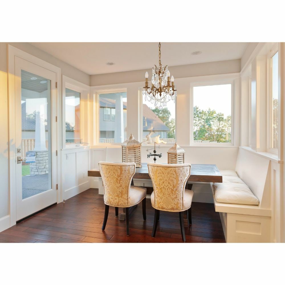 Elegant 4-Light French Gold Crystal Chandelier ROSALIA 17" Ceiling Light: Elegant 4-Light French Gold Crystal Chandelier ROSALIA 17" Ceiling Light Illuminate your space with the elegant 4-Light French Gold Pendant Crystal Chandelier. This stunning lighting fixture features