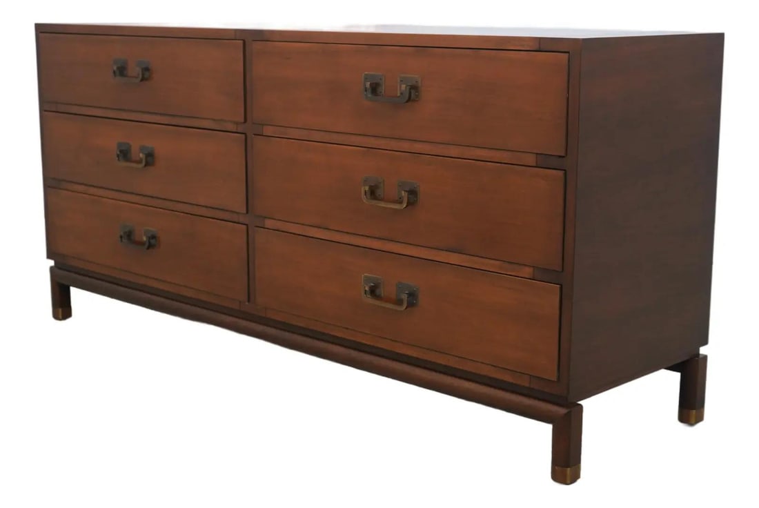 John Stuart Walnut Mid Century Modern 6 Drawer Dresser (1 of 10)