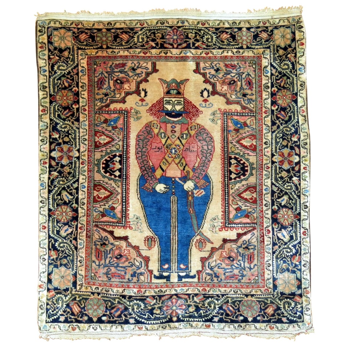 Rare Antique Persian Sarouk Rug King Shapur 26 x 30 Empire Revival Wool Hand-Woven: Rare Antique Persian Sarouk Rug King Shapur 26 x 30 Empire Revival Wool Hand-Woven This exquisite Antique Sarouk King Shapur Rug is a remarkable piece attributed to the style of Empire Revival. Hand-w