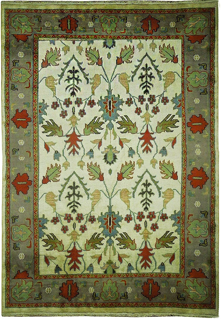 8' x 10' Handmade Ivory Transitional William Morris Rug (1 of 6)