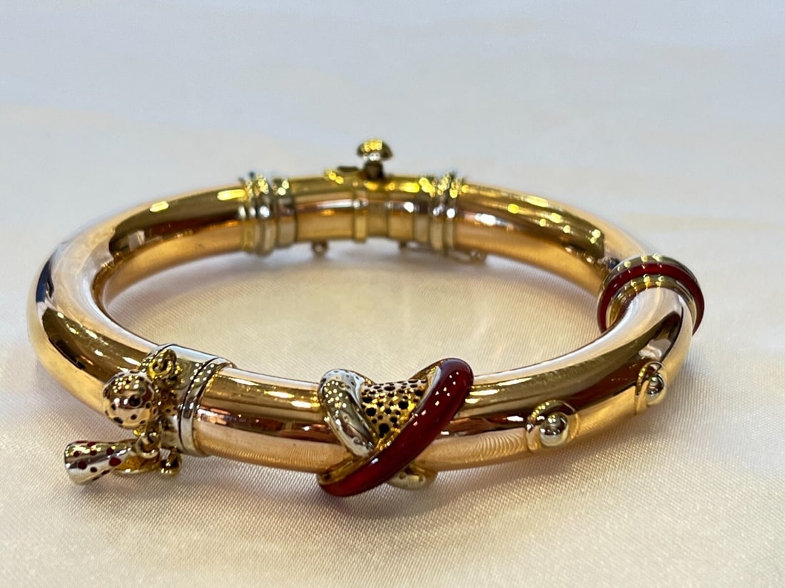 18K Rose White Gold Enamel Bangle Bracelet by La Nouvelle Bague (1 of 10)