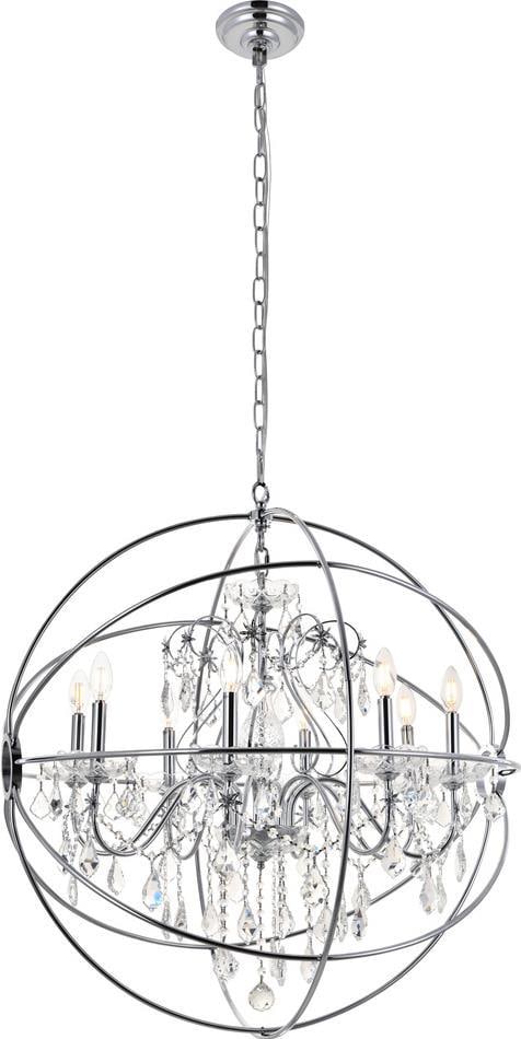 Elegant Lighting Cordelia Chrome Crystal Pendant Light 8 Bulb Victorian Style (1 of 1)