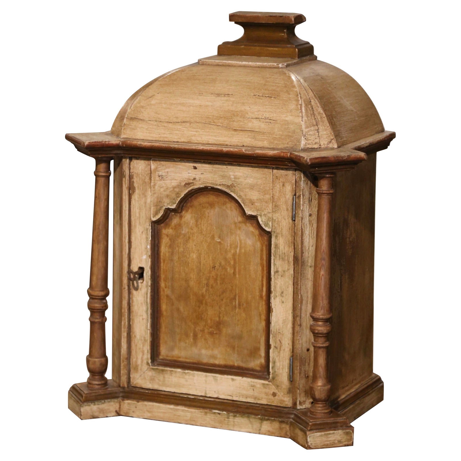 French Empire Walnut Painted Tabernacle Wall Cabinet Circa 1860: French Empire Walnut Painted Tabernacle Wall Cabinet Circa 1860 This mid-19th century French Empire wall cabinet, crafted circa 1860, was originally used as a tabernacle in a church or chapel. The pet