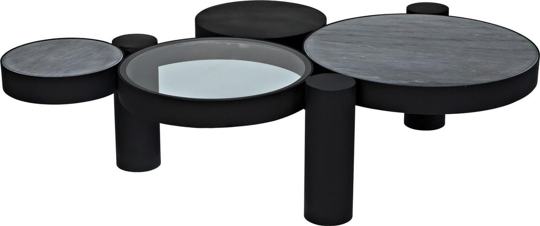 Noir Trypo Matte Black Coffee Table Industrial Style 68 x 42 (1 of 9)