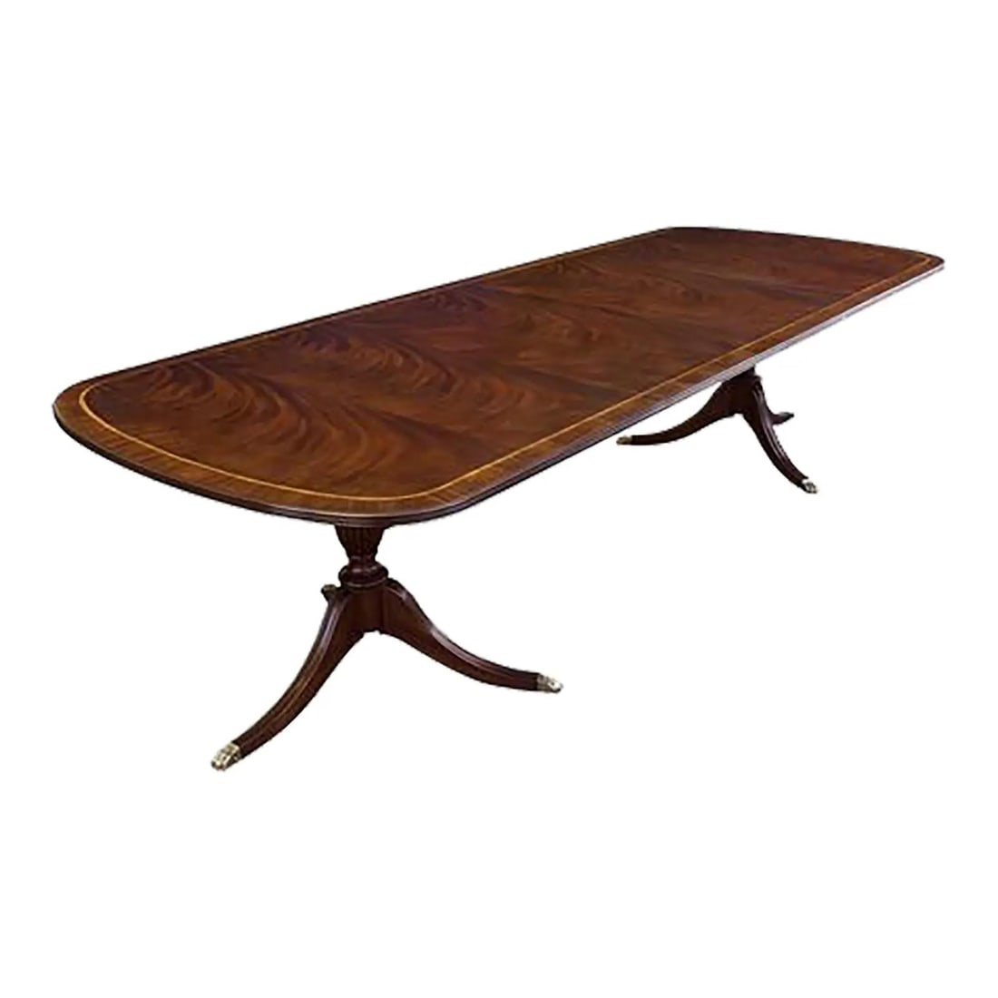 Henkel Harris Model 2207A Flame Mahogany Dining Table with Brass Feet (1 of 10)