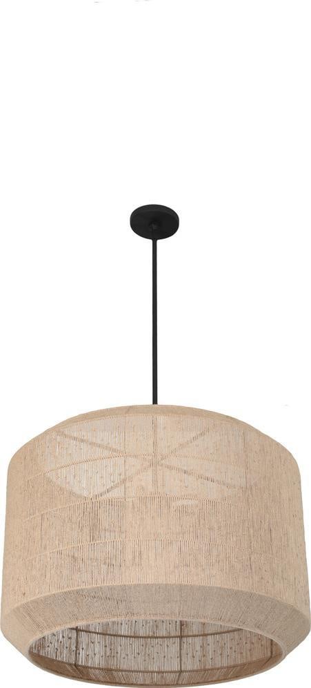 Organic Modern Pendant Light in Matte Black and Jute 26 Inch Cebu Collection (1 of 1)
