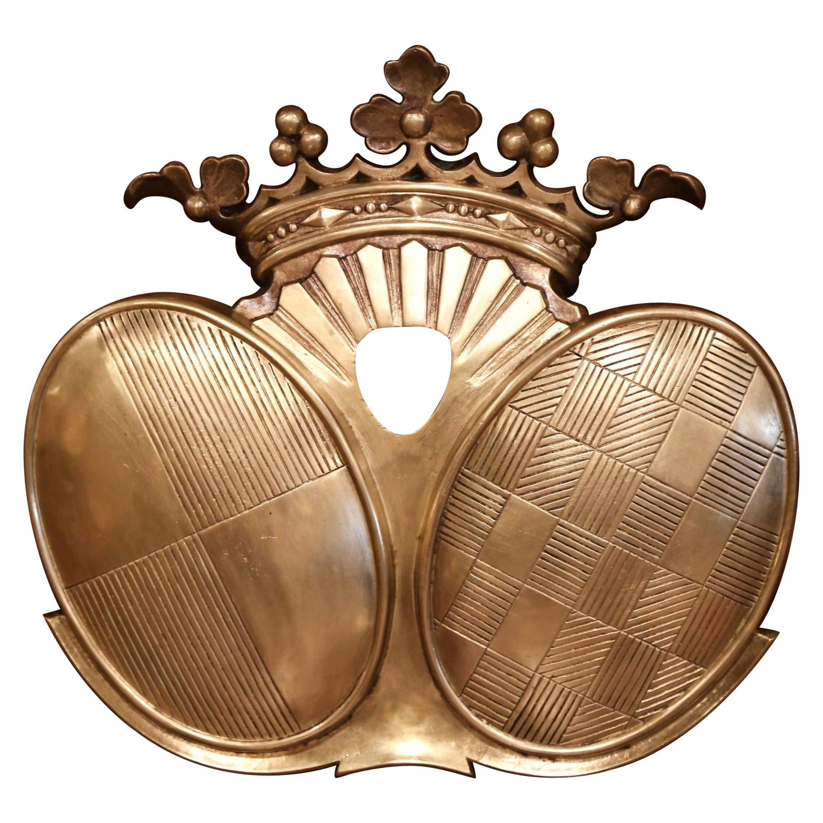 Antique 19th Century French Napoleon III Patinated Bronze Family Crest Wall Hanging (1 of 8)