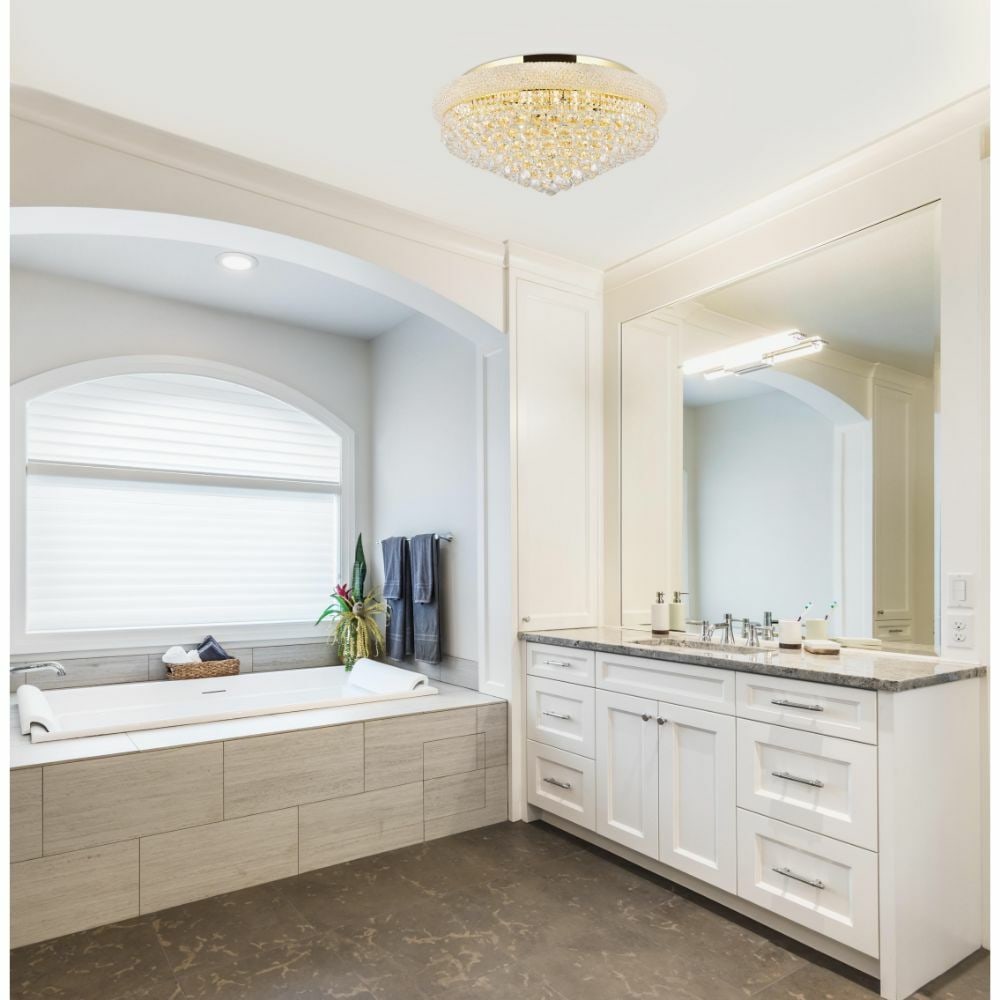 Primo 28 Inch Gold Crystal Flush Mount Chandelier with 15 Lights (1 of 9)