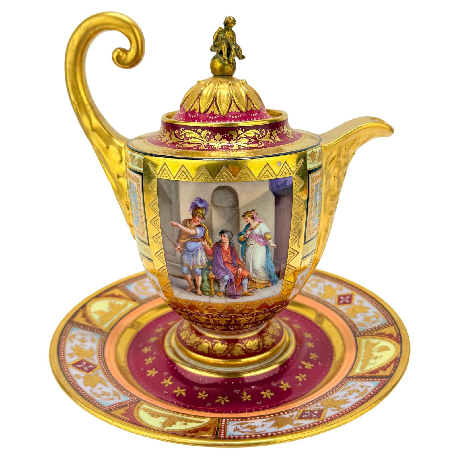 Royal Vienna Neoclassical Porcelain Pitcher Underplate Hektor Paris C. 1830 (1 of 17)