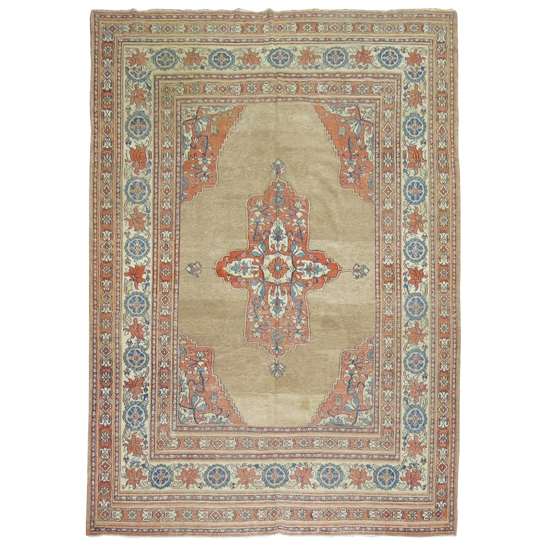 Antique Persian Tabriz Rug 90 x 116 Hand-Knotted 1910 Dorokhsh Design (1 of 10)