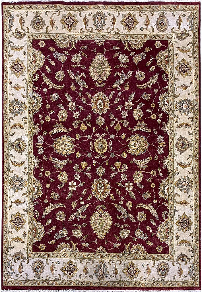8' x 10' Handcrafted Agra Rug in Rich Wine Burgundy Wool (1 of 11)