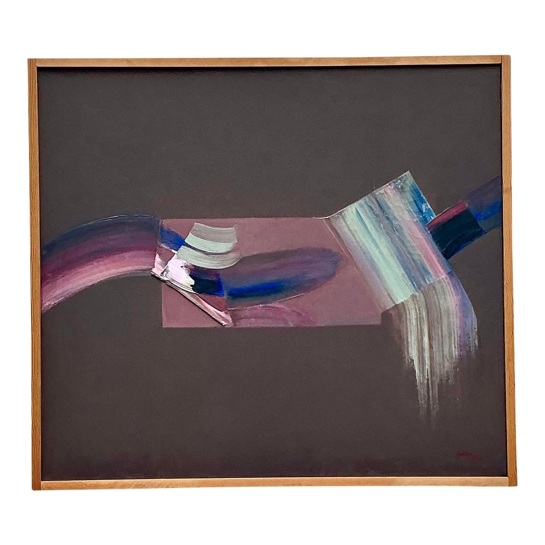 Vintage Boho 1977 Abstract Oil Painting on Canvas 37.5 x 33 Coffee (1 of 10)