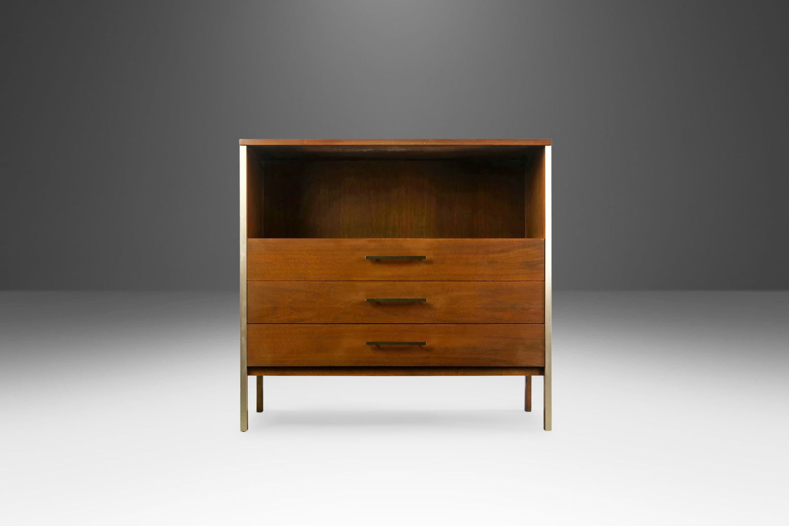 Paul McCobb Mid-Century Chest of Drawers Walnut Aluminum Accents 1950s (1 of 9)