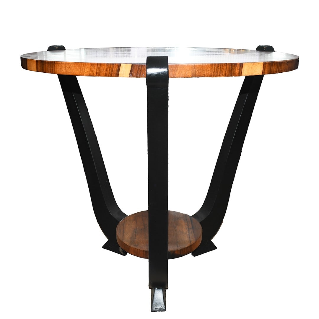 Vintage Art Deco Round Two-Tier Wooden Table 31in Diameter (1 of 4)