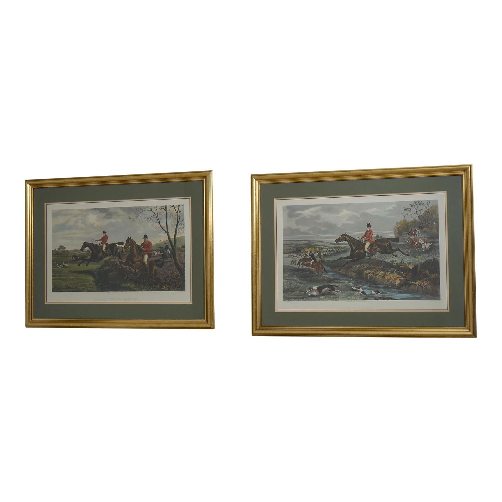 Vintage 1880s English Hunt Scene Engravings in Gold Frames (1 of 10)